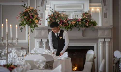 The Glenview Suite Dinner with fireplace close up